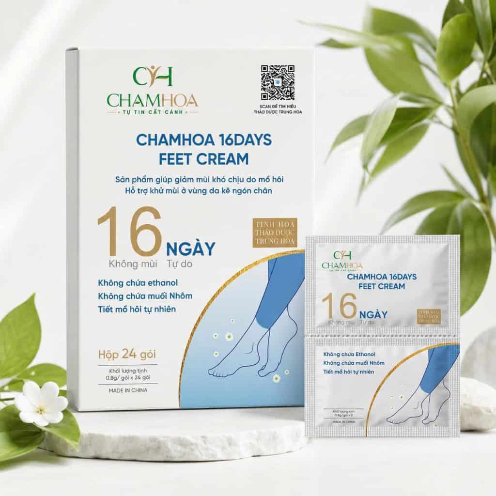 HỘP 6 GÓI CHAMHOA 16DAYS KEM KHỬ MÙI Chân - DÙNG 1 LẦN THƠM THO TỰ DO 16 NGÀY